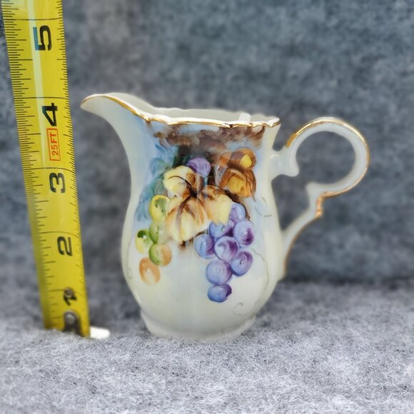 Vintage Lefton China Floral Creamer Pitcher With Gold Trim & Fruit Design - Picture 8 of 8